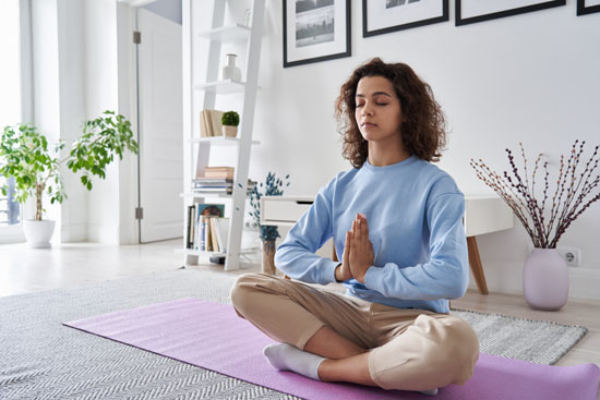 A picture of a person meditating