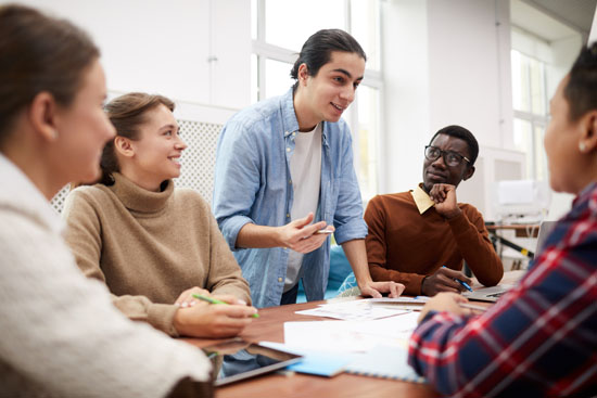A group of students collaborating