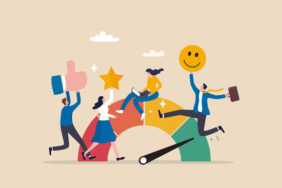 A cartoon depicting positive employee engagement