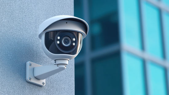 A security camera outside a building