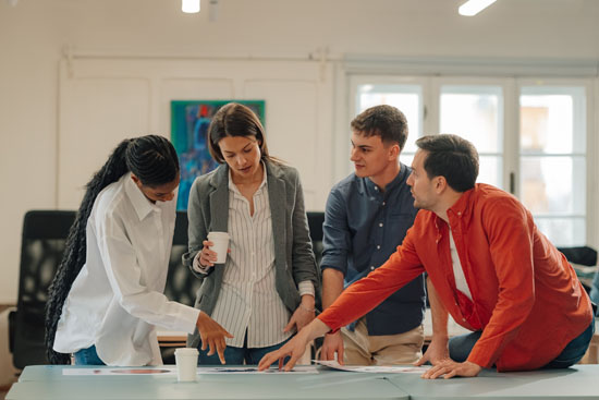 A group of people working collaboratively