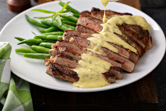 A picture of a steak dinner