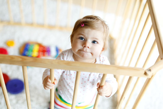 A child in a playpen